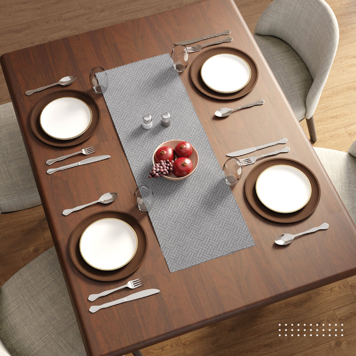 Quilted Velvet Light Grey Table Runner