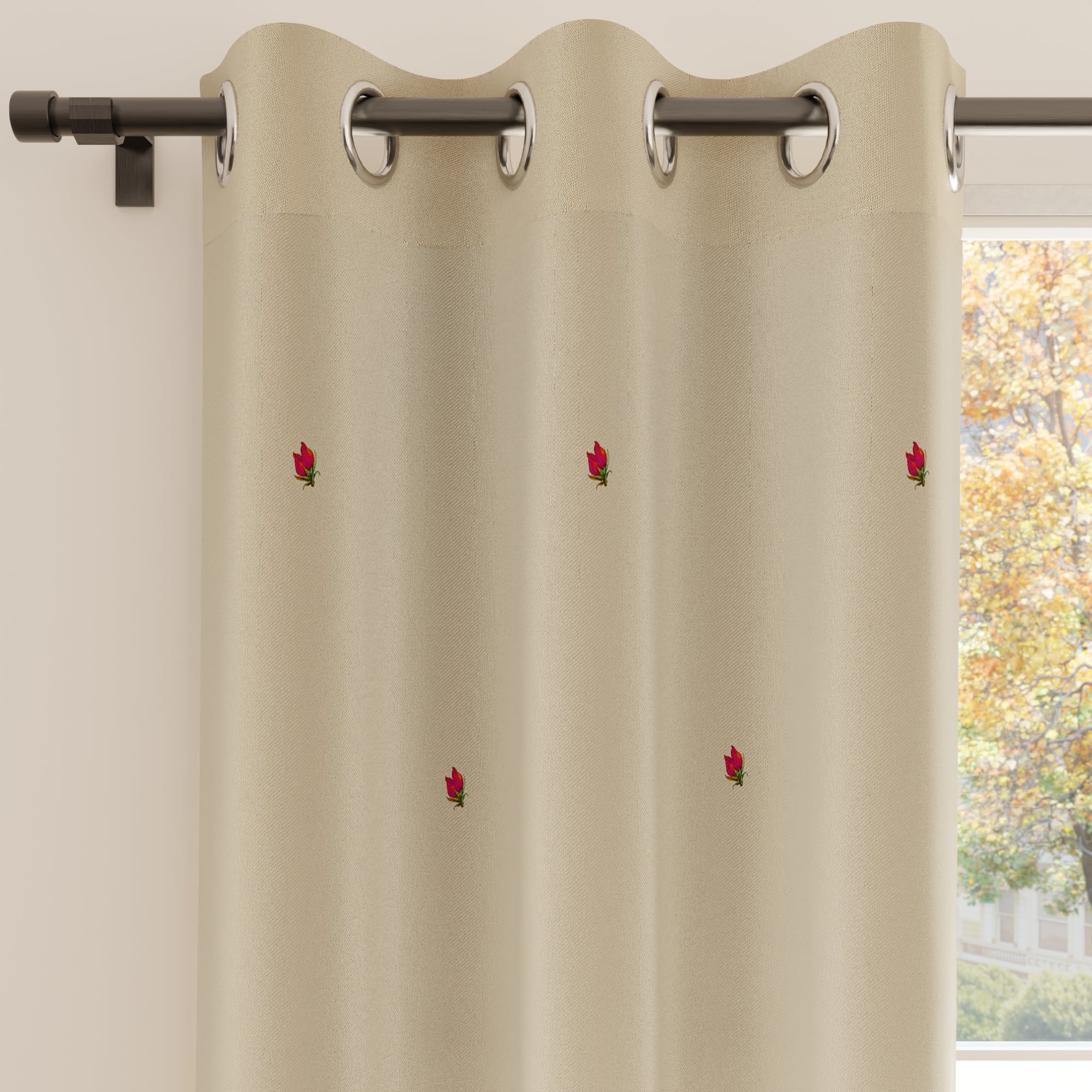 Blackout J2 Beige Curtain (Pack of 1)