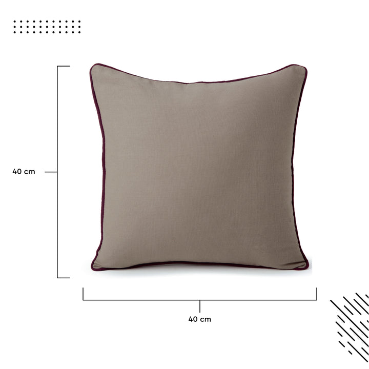 Cotton Maroon+Beige Cushion Cover (Pack of 2)
