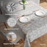 Cotton Grey Table Cloth (Pack of 1)