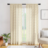 Polyester Chevron 1 Beige Curtain (Pack of 2)