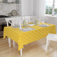 Polyester Yellow Trellis Table Cloth (Pack of 1)