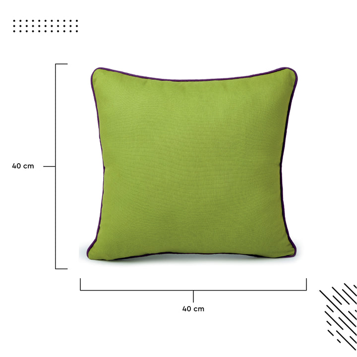 Cotton Lime Green with purple Cushion Cover (Pack of 2)