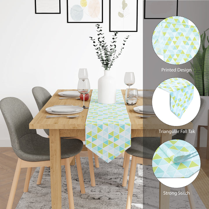 Cotton Twill Triangles Aqua Table Runner (Pack of 1)