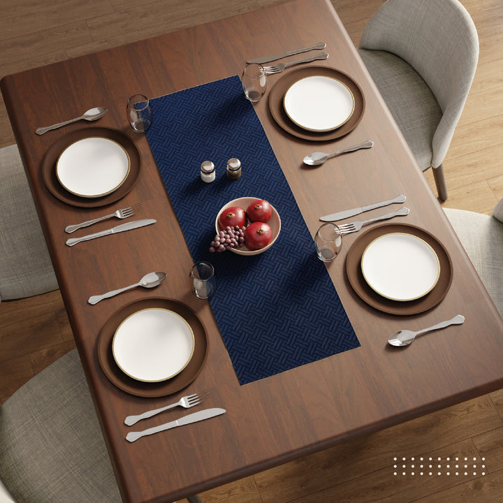 Quilted Velvet Navy Blue Table Runner