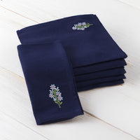 Cotton Scotch Blue Flower Table Napkin (Pack of 6)