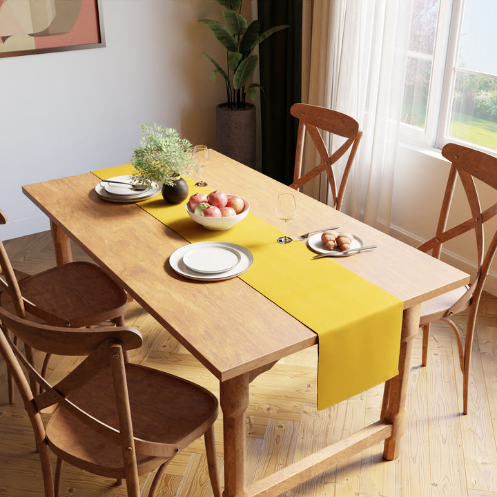 Ribbed Cotton Yellow Table Runner (Pack of 1)
