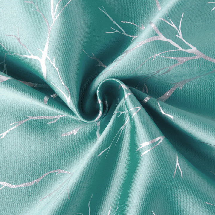 Blackout Polyester Twigs Teal Curtain (Pack of 2)