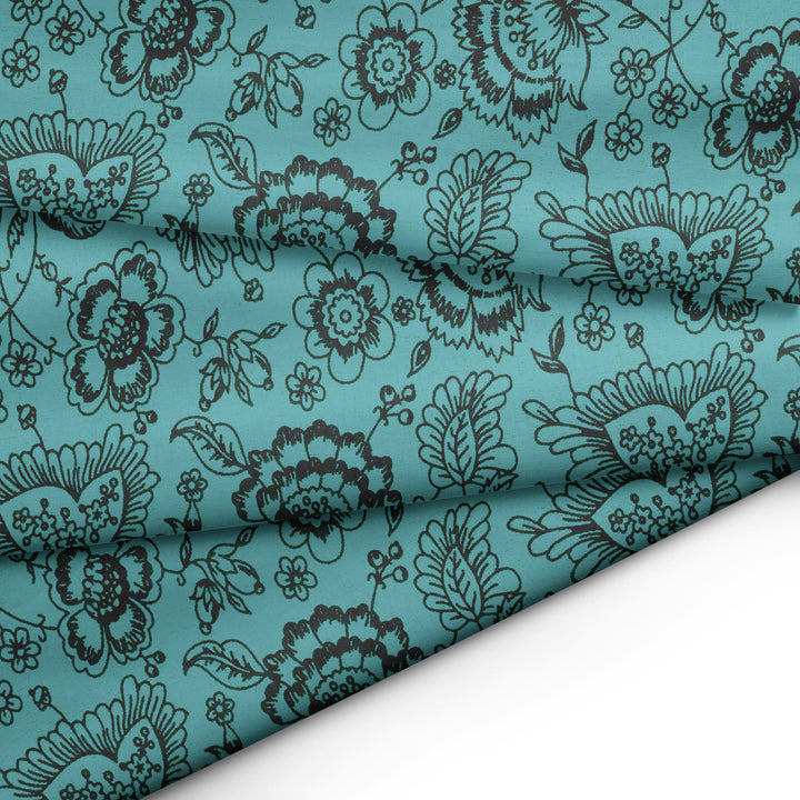 20s Sheeting Blue Colour Flower Fabric (1 Meter)