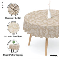 Cotton chambray Beige Table Cloth (Pack of 1)