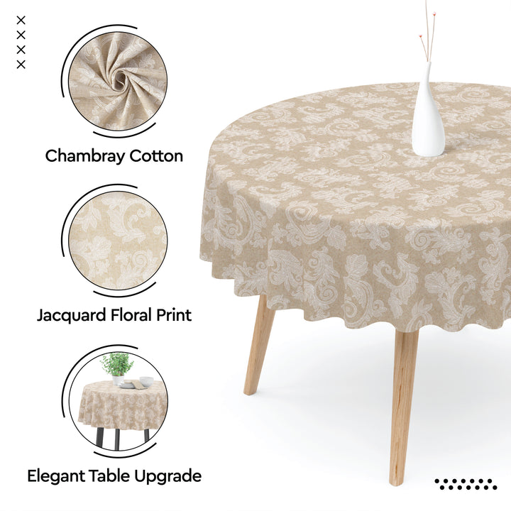 Cotton chambray Beige Table Cloth (Pack of 1)