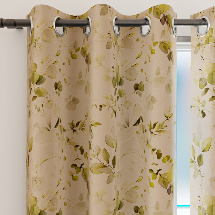 Blackout Polyester L1 Olive Curtain (Pack of 2)