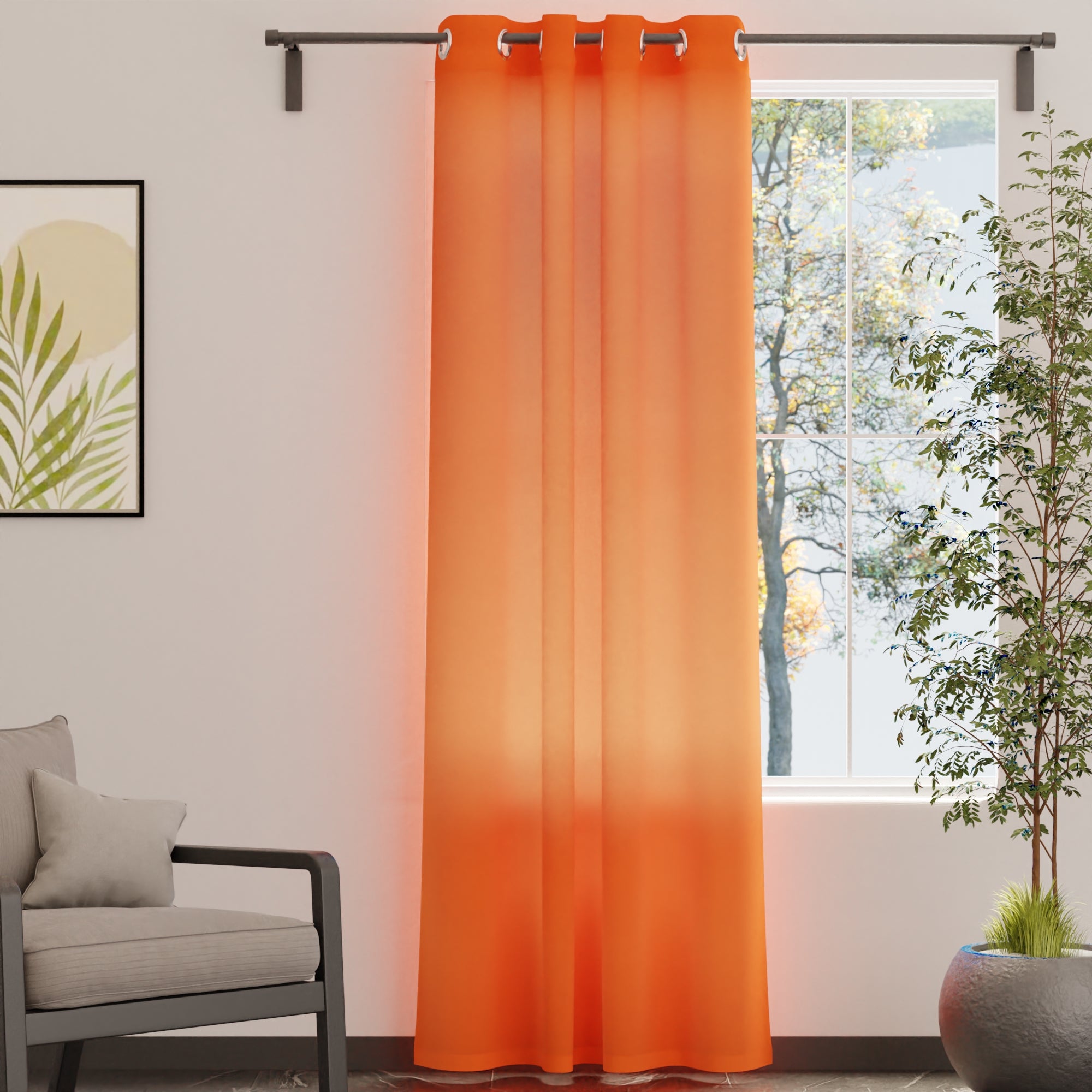 Canvas Orange Curtain (Pack of 1)