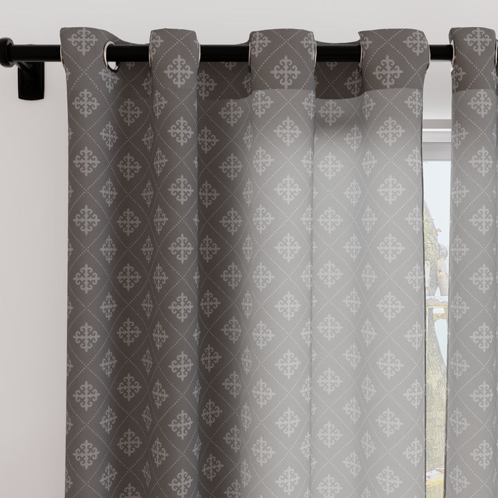 Micro Moroccan Grey Curtain (Pack of 2)