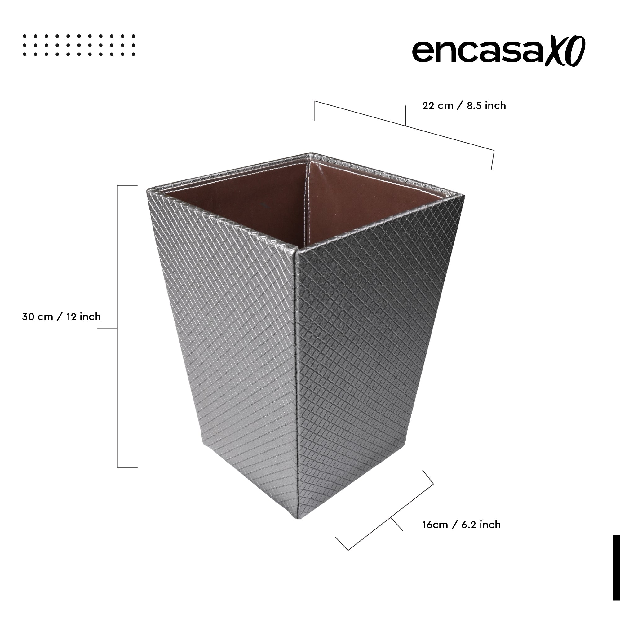 Faux Leather Grey Leather Dustbin