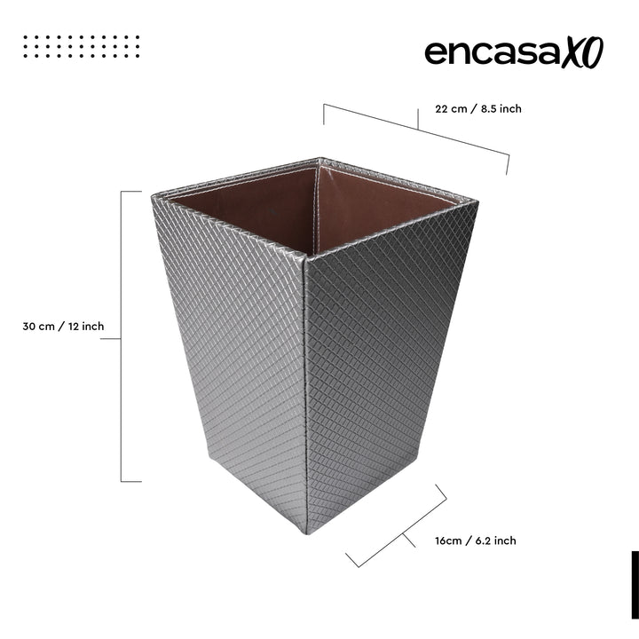 PU-Leather Grey Leather Dustbin