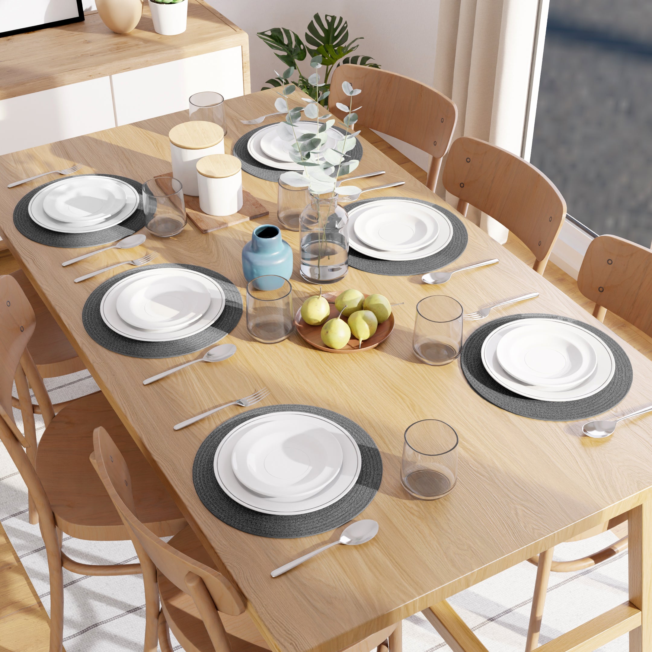 Cotton Dark Grey Placemat (Pack of 6)