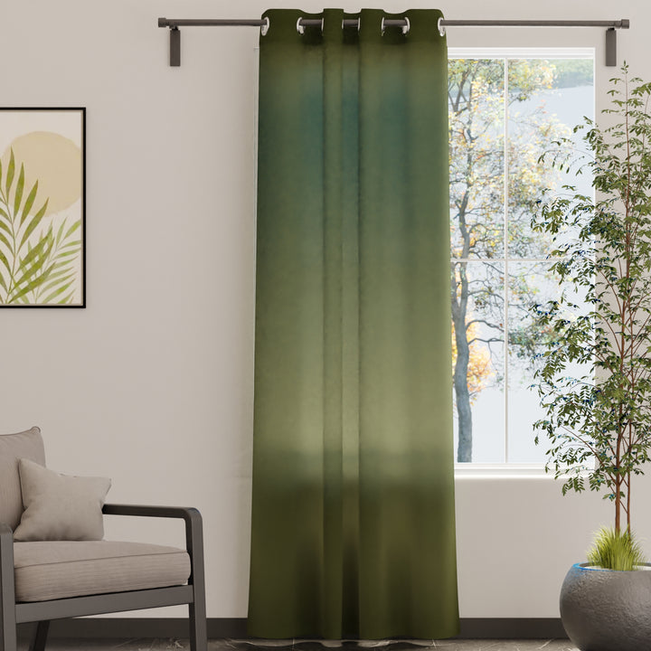 Canvas Leaf Green Curtain (Pack of 1)
