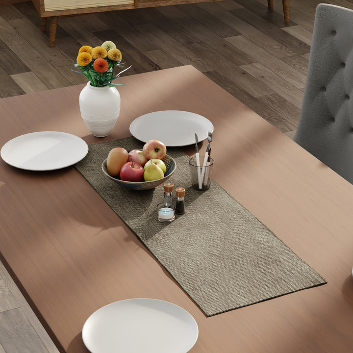 Chenille Stone Grey Table Runner