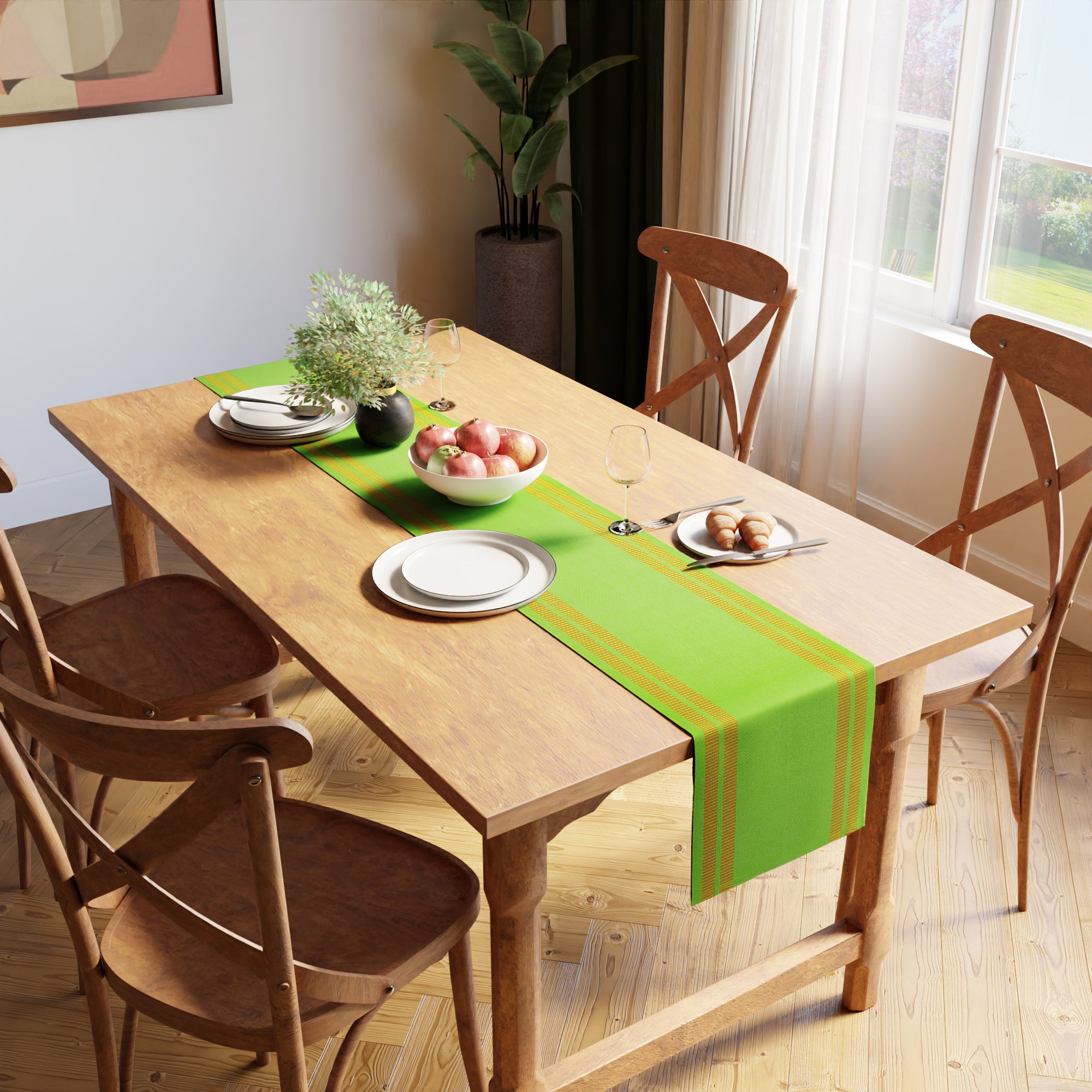 Cotton Sage & Off White Table Runner (Pack of 1)