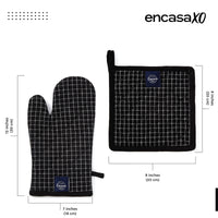 Cotton Butcher Checks Black Oven Glove & Pot Holder
