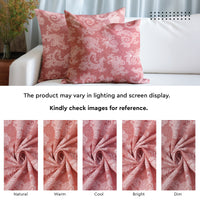 Chambray Cotton Floral Red Cushion Cover (Pack of 2)