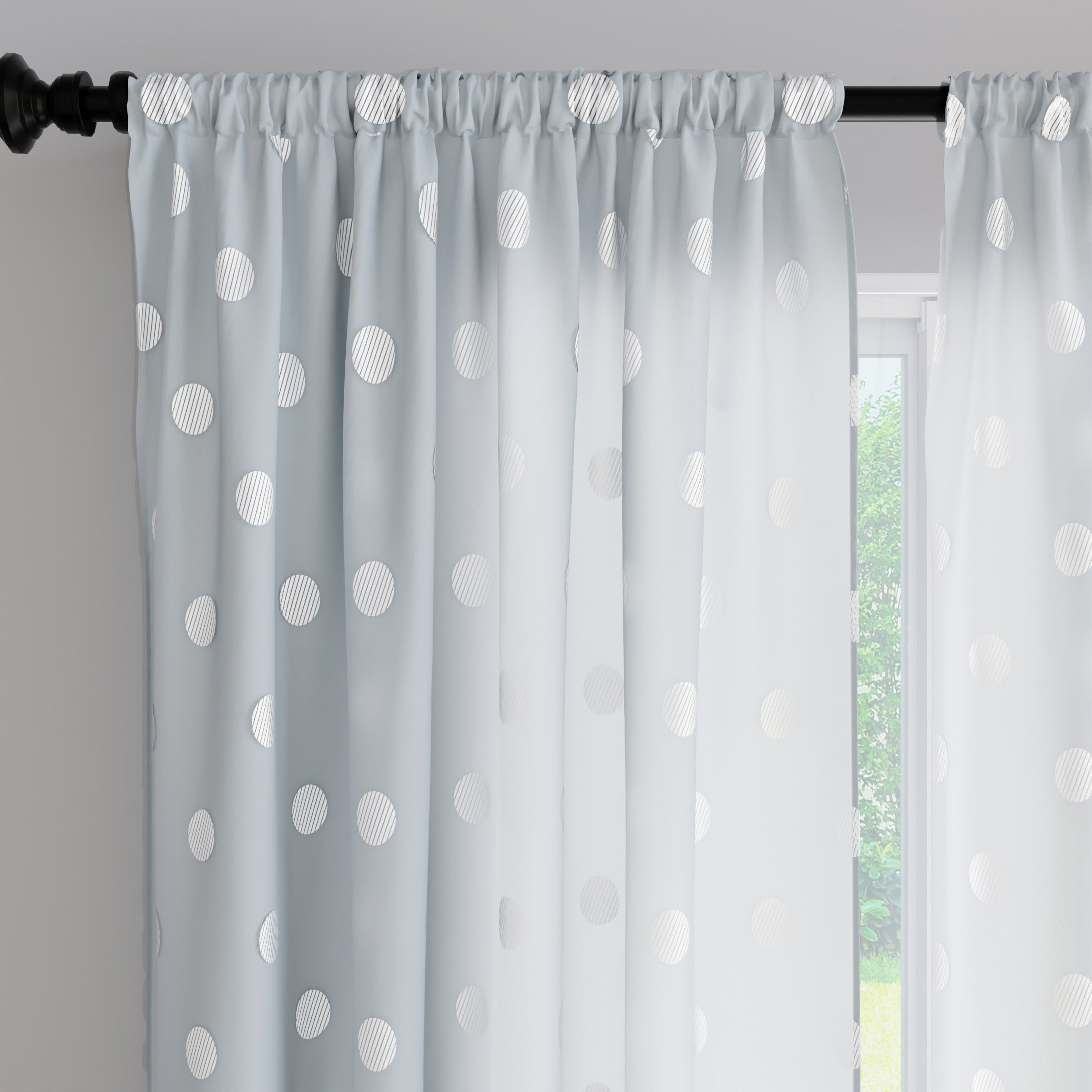 Polyester Dollar Grey Curtain (Pack of 2)