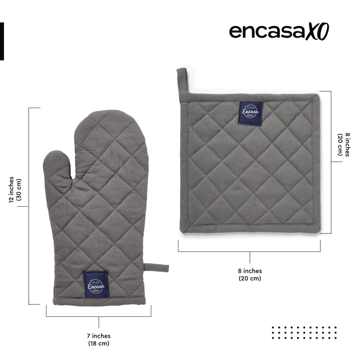 Cotton Grey Oven Glove & Pot Holder