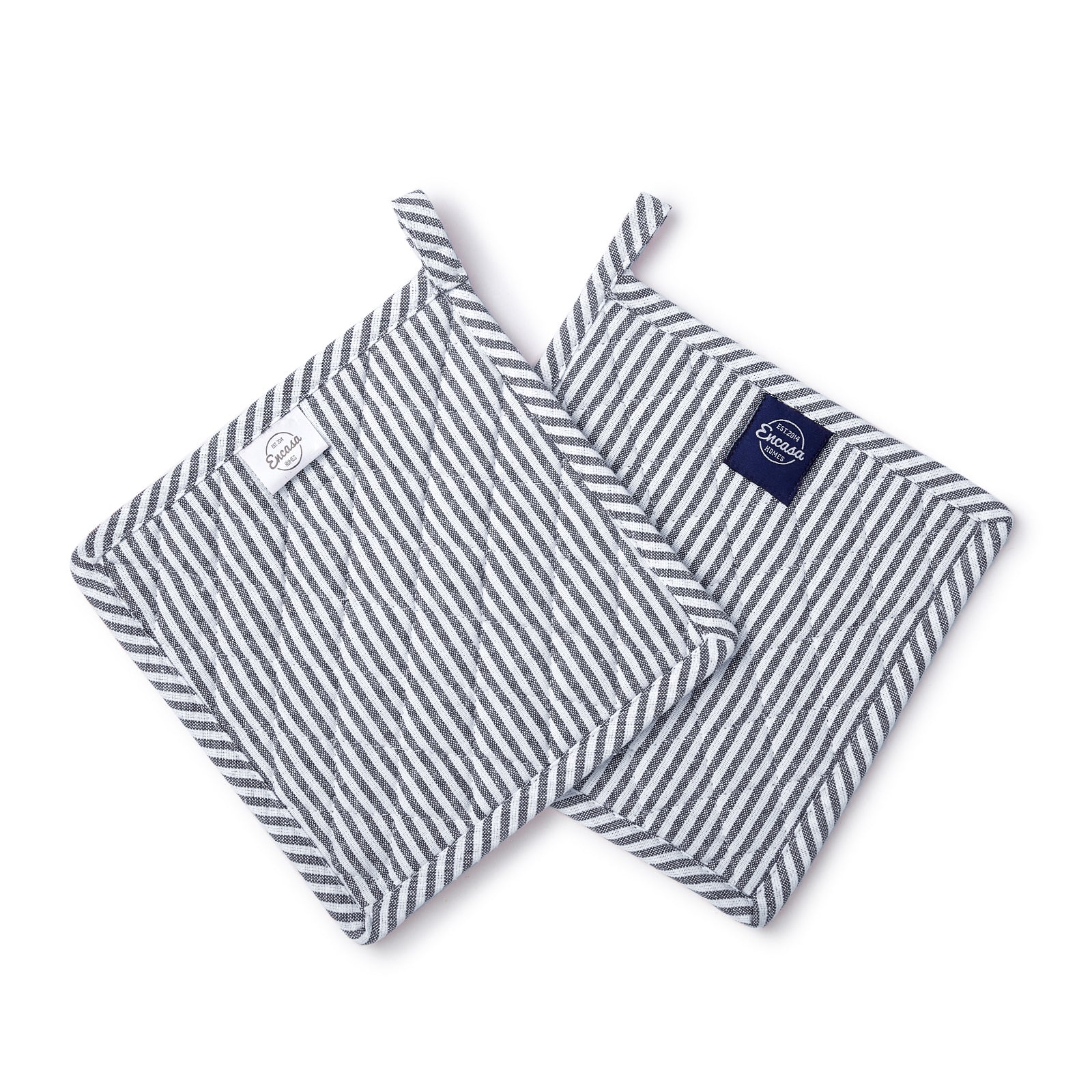 Cotton Ticking Navy Blue Pot Holders (Pack of 2)