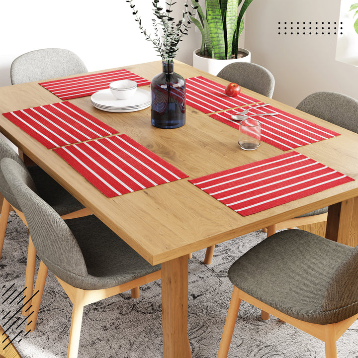 Cotton Roma Red Stripes Placemat (Pack of 6)
