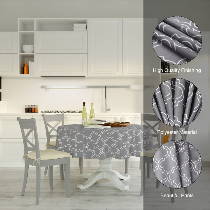 Polyester Grey Trellis Table Cloth (Pack of 1)