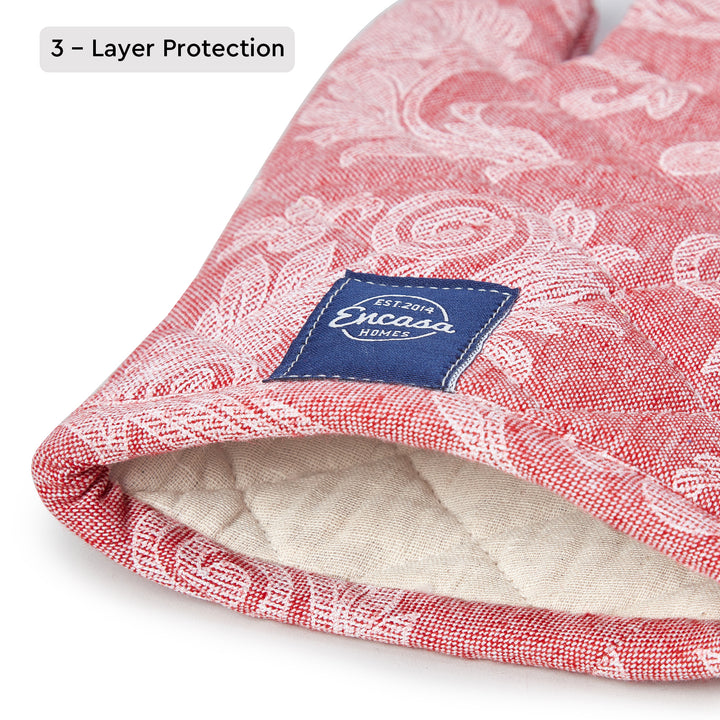 Cotton Red Oven Gloves (Pack of 2)