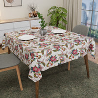 Polyester Chintz Red Table Cloth (Pack of 1)