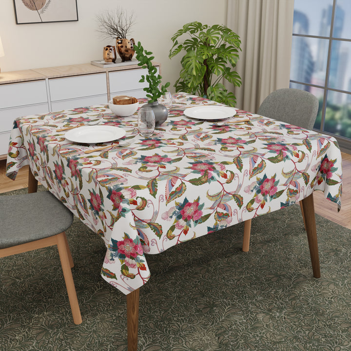 Polyester Chintz Red Table Cloth (Pack of 1)