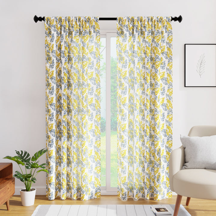 Polyester Dry Leaves Curtain (Pack of 2)
