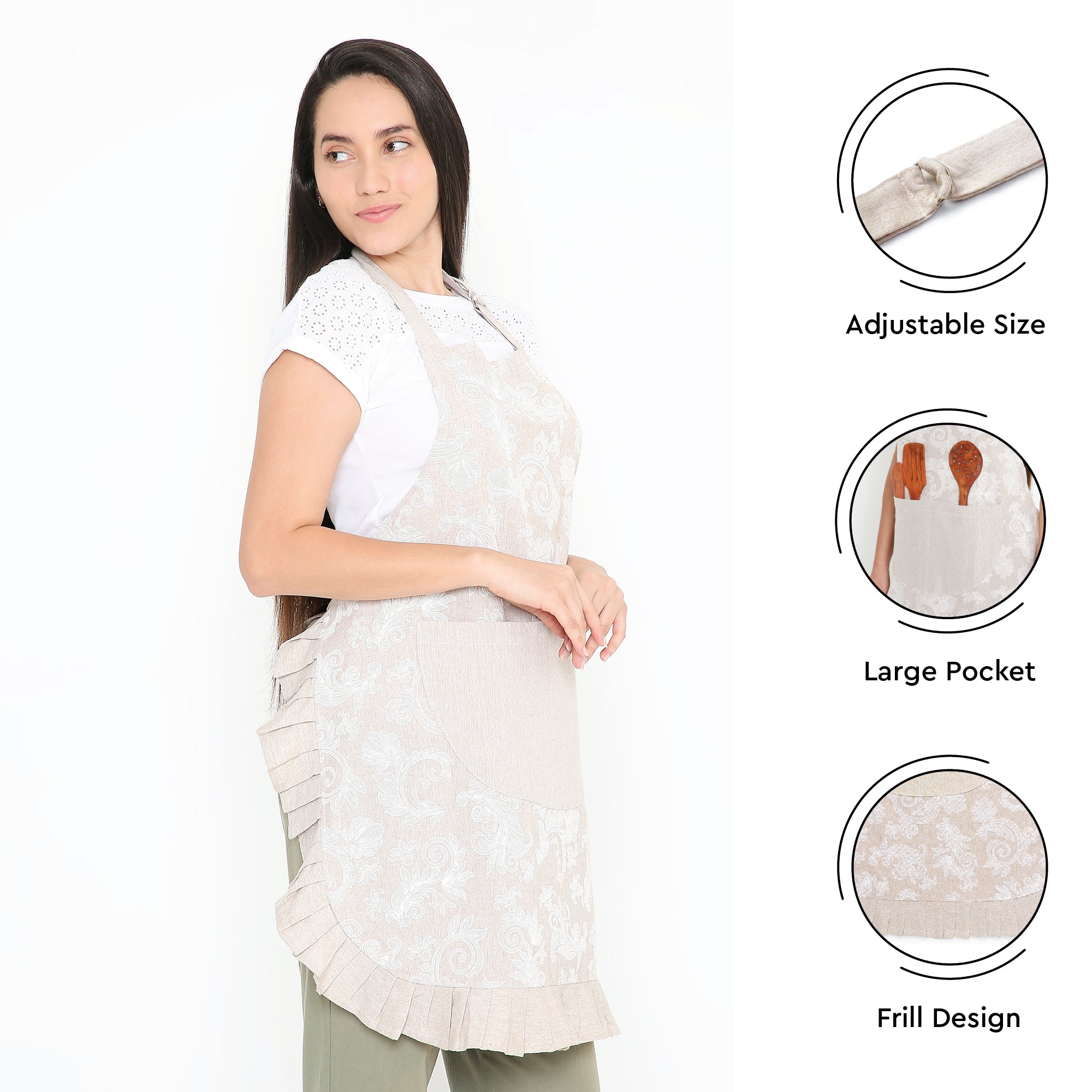 Cotton Beige Apron (Pack of 1)