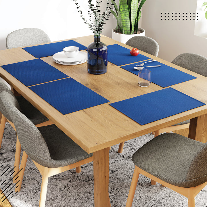 Cotton Solid Blue Placemat (Pack of 6)
