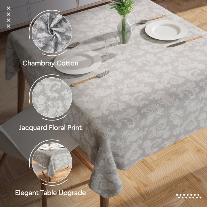 Cotton Grey Table Cloth (Pack of 1)