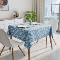 Cotton Big Leaves Blue Table Cloth (Pack of 1)