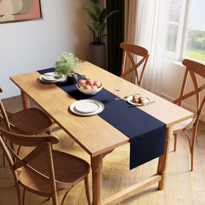 Cotton Solid Navy Blue Table Runner (Pack of 1)