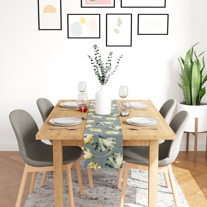 Blackout Polyester Gingko Blue Table Runner (Pack of 1)