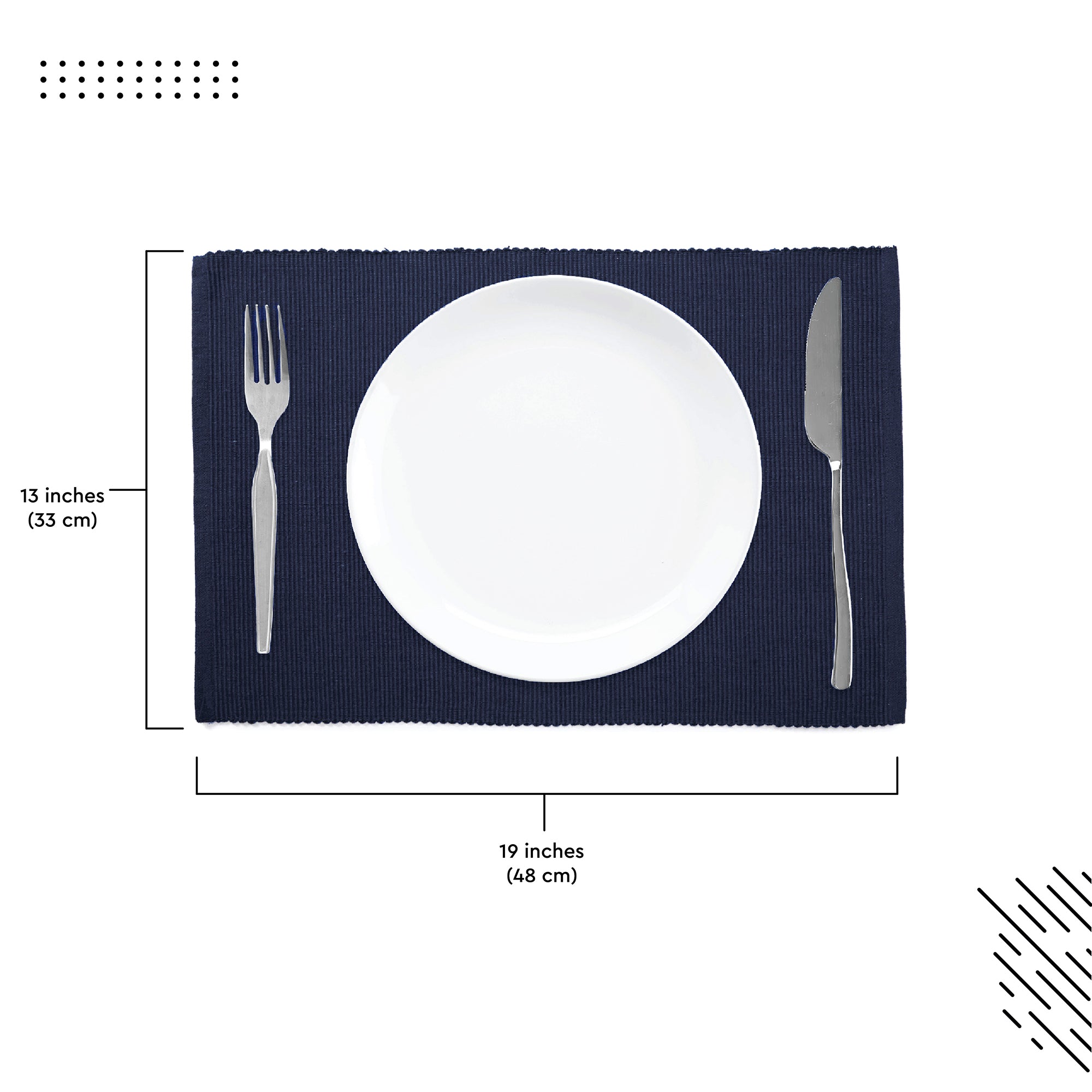 Cotton Solid Navy Blue Placemat (Pack of 6)