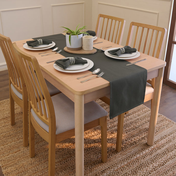 Canvas Charcoal Grey Table Runner (Pack of 1)
