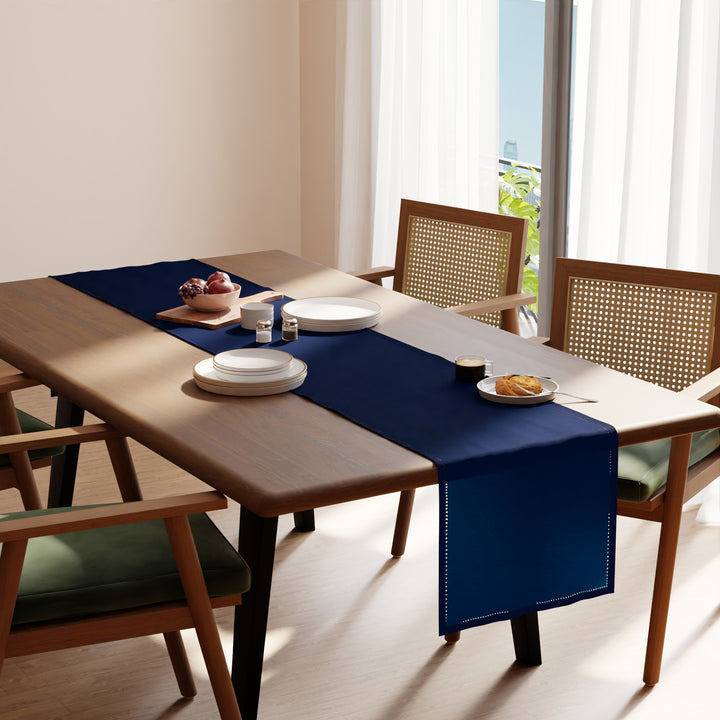 Cotton Scotch Blue Table Runner (Pack of 1)
