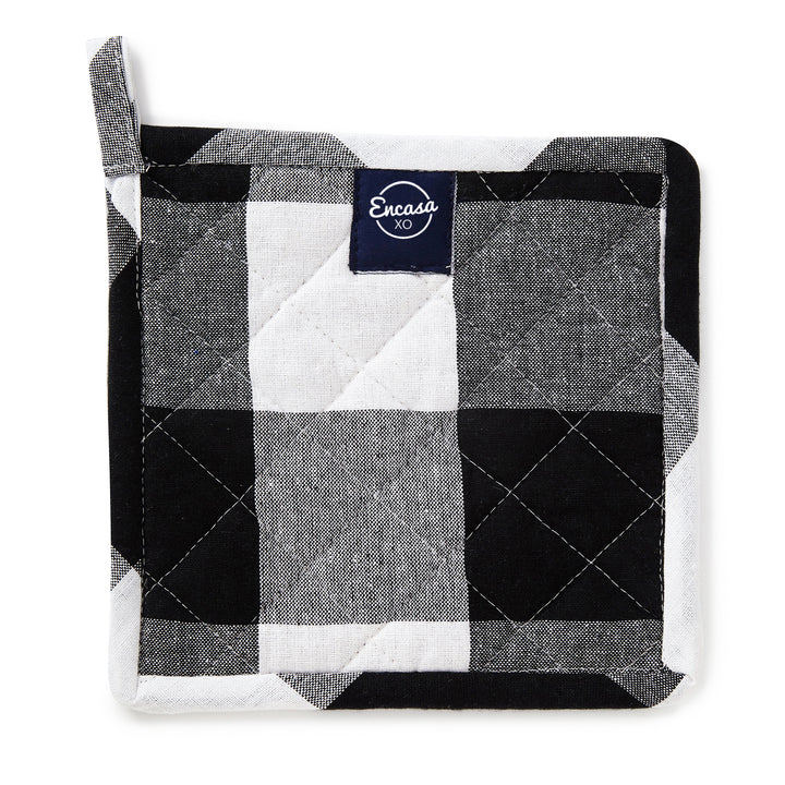 Cotton Buffalo Black Checks Pot Holders (Pack of 2)