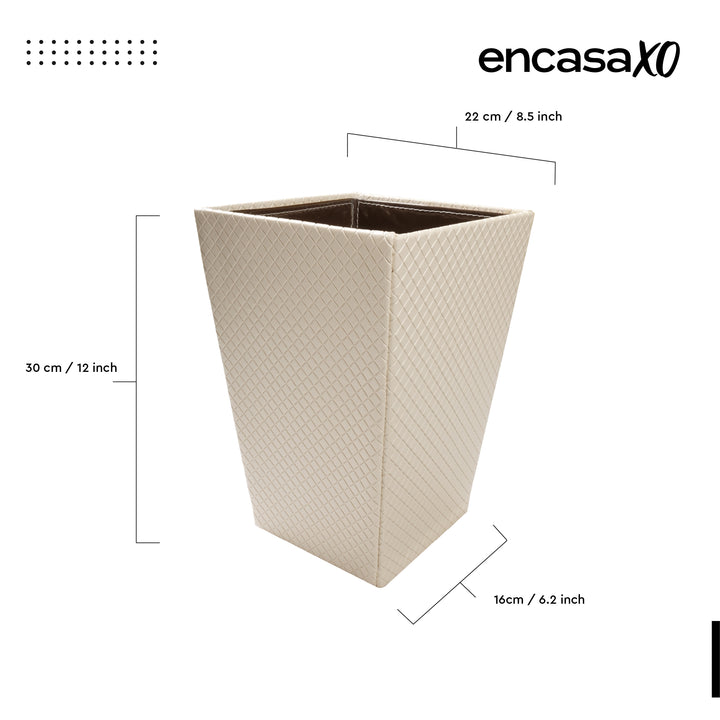 PU-Leather Cream Leather Dustbin