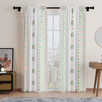Polyester Boho Bright Green Curtain (Pack of 2)