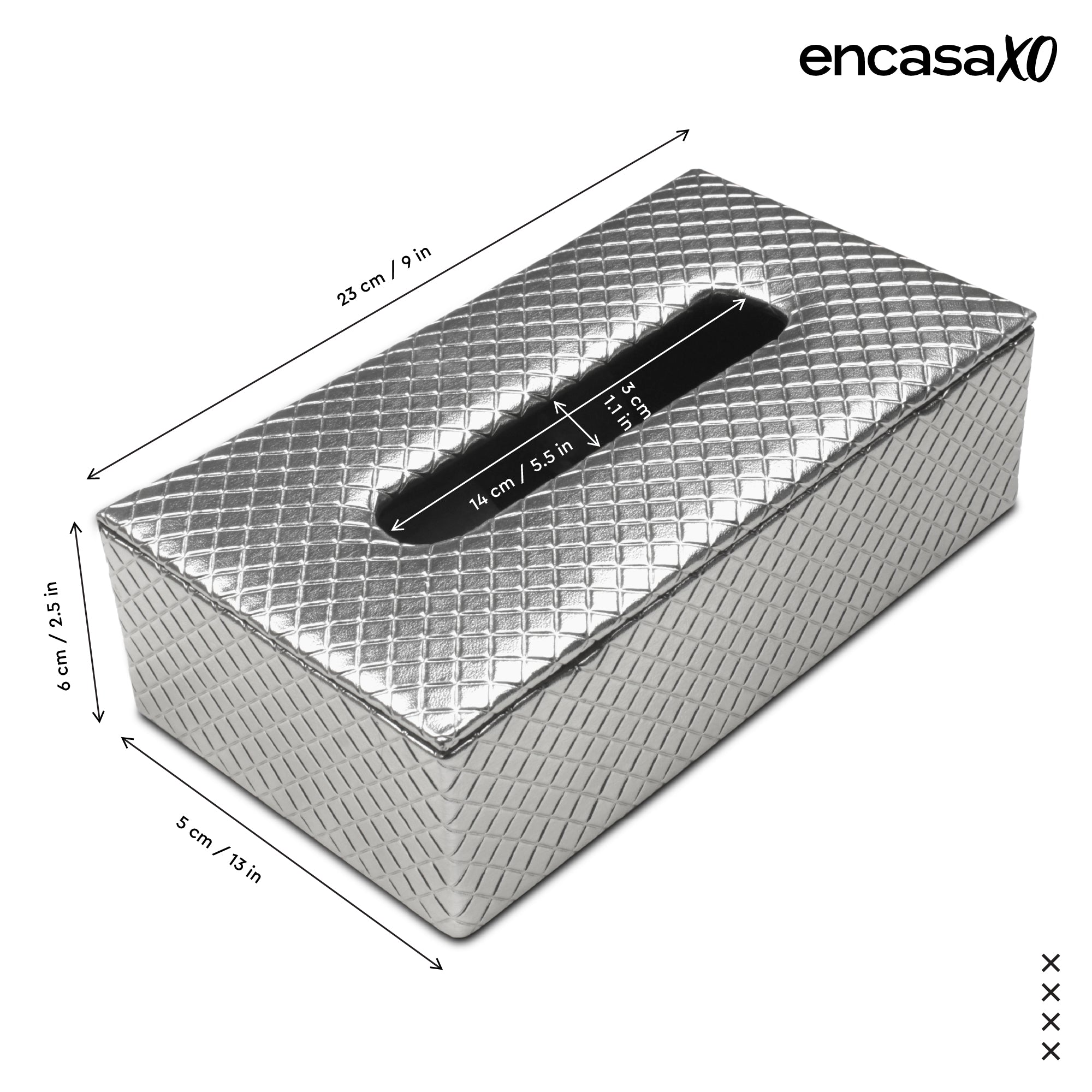 PU Leather Silver Tissue Box (Pack of 1)