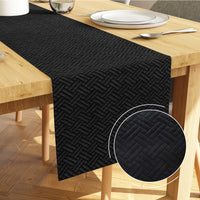 Quilted Velvet Black Table Runner