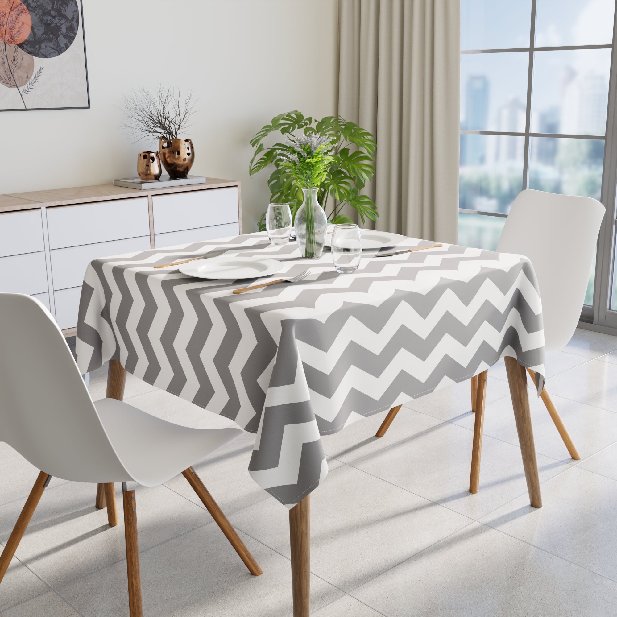 Cotton Zig Zag Table Cloth (Pack of 1)